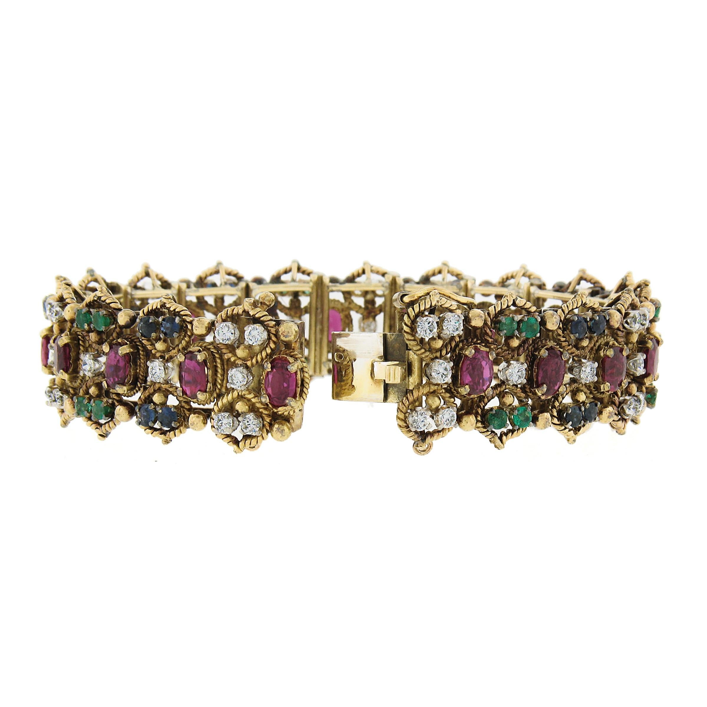 Jack Gutschneider 14K Massivgold 13,15ctw Diamant-Rubin-Saphir-Smaragd-Armband 1
