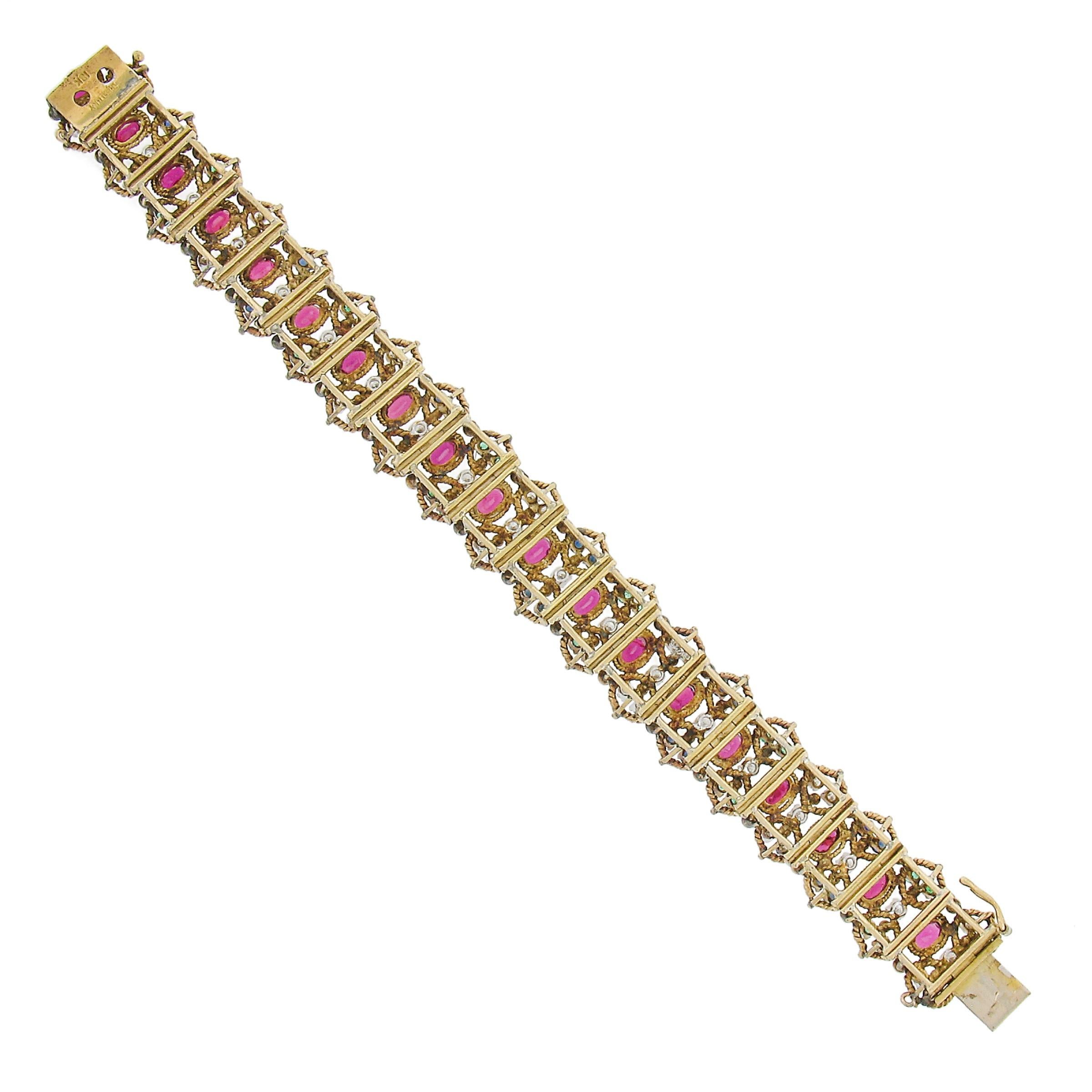Jack Gutschneider 14K Massivgold 13,15ctw Diamant-Rubin-Saphir-Smaragd-Armband 4