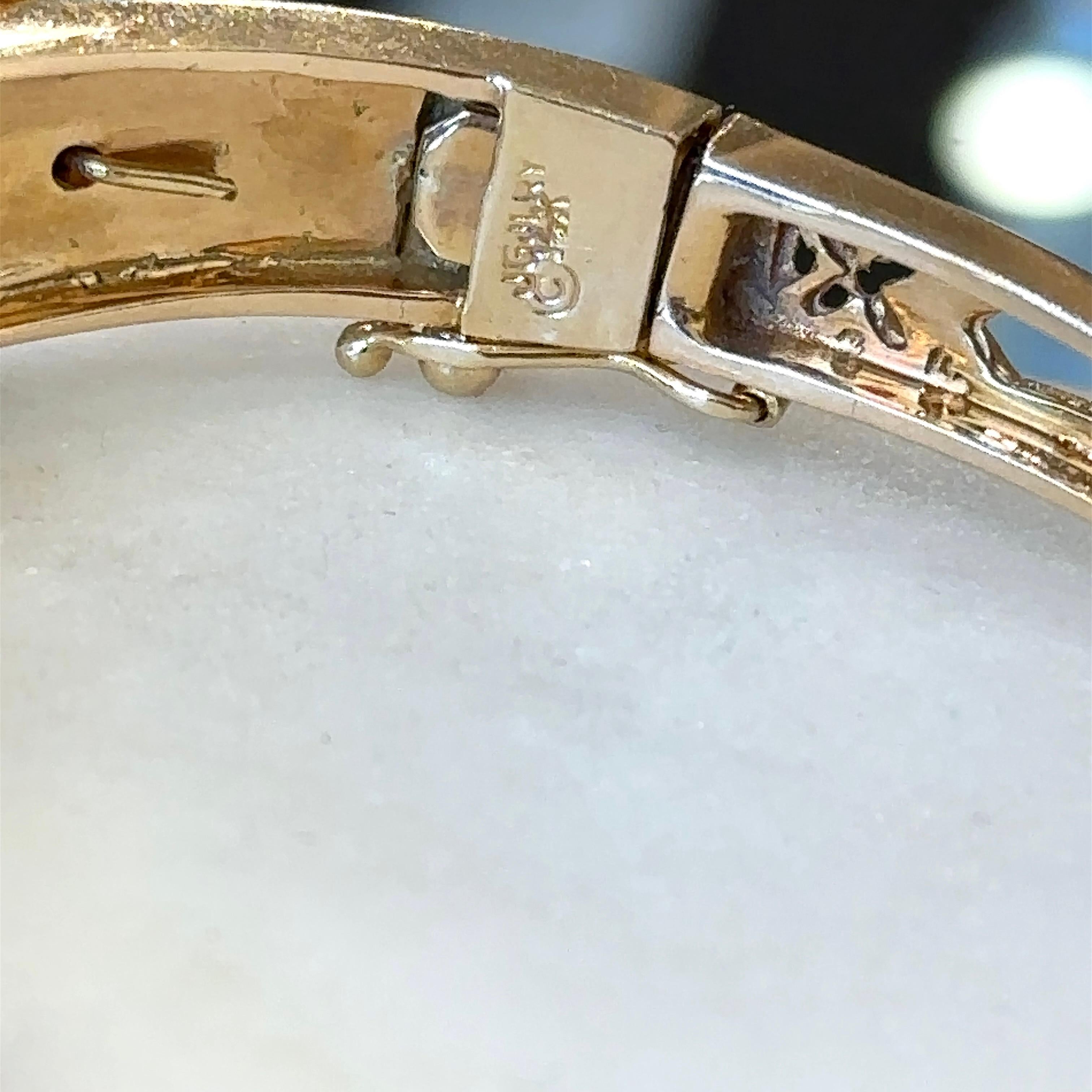 Jack Gutschneider Diamond and Black Enamel 14KT Gold Vintage Bangle Bracelet 4