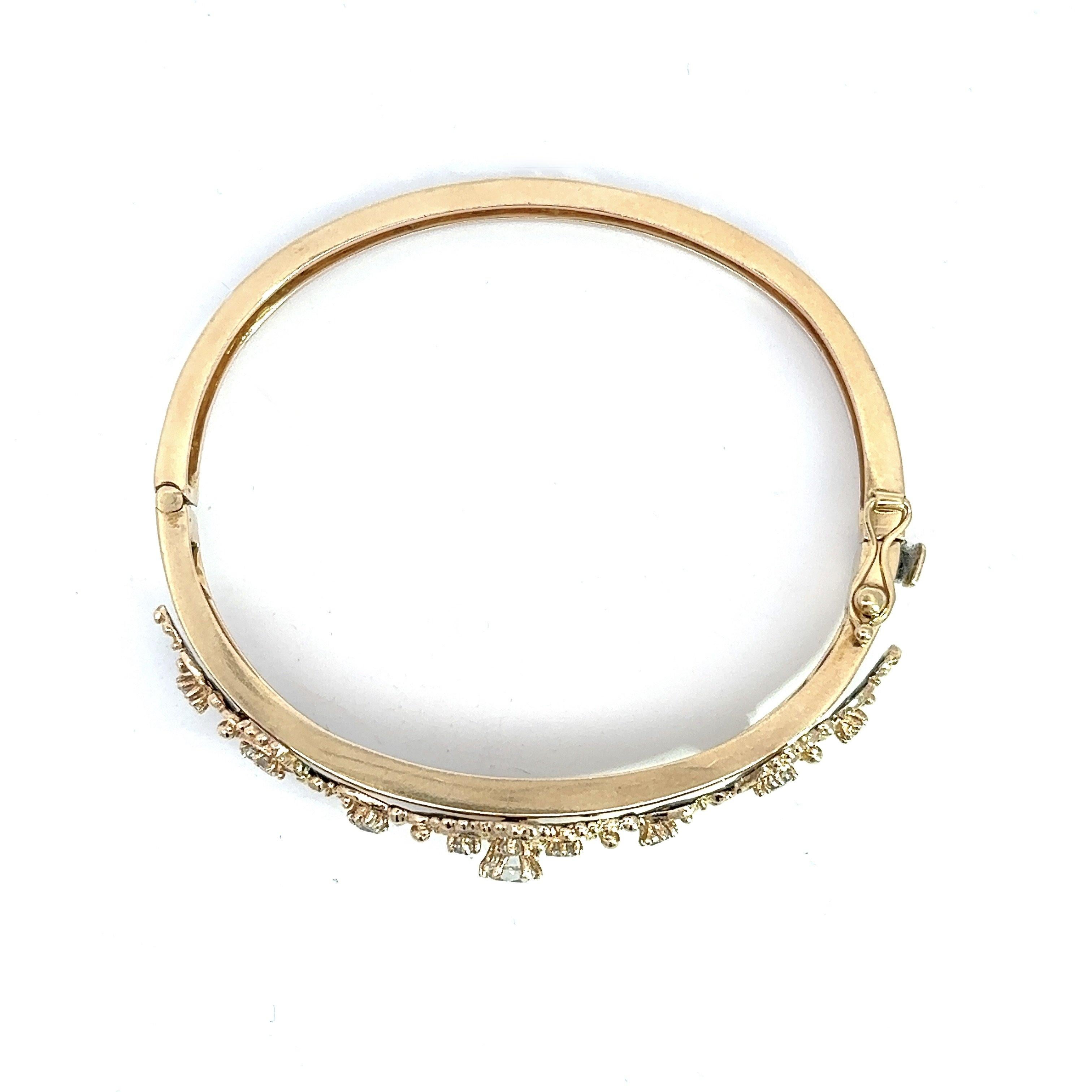 Jack Gutschneider Diamond and Black Enamel 14KT Gold Vintage Bangle Bracelet 1