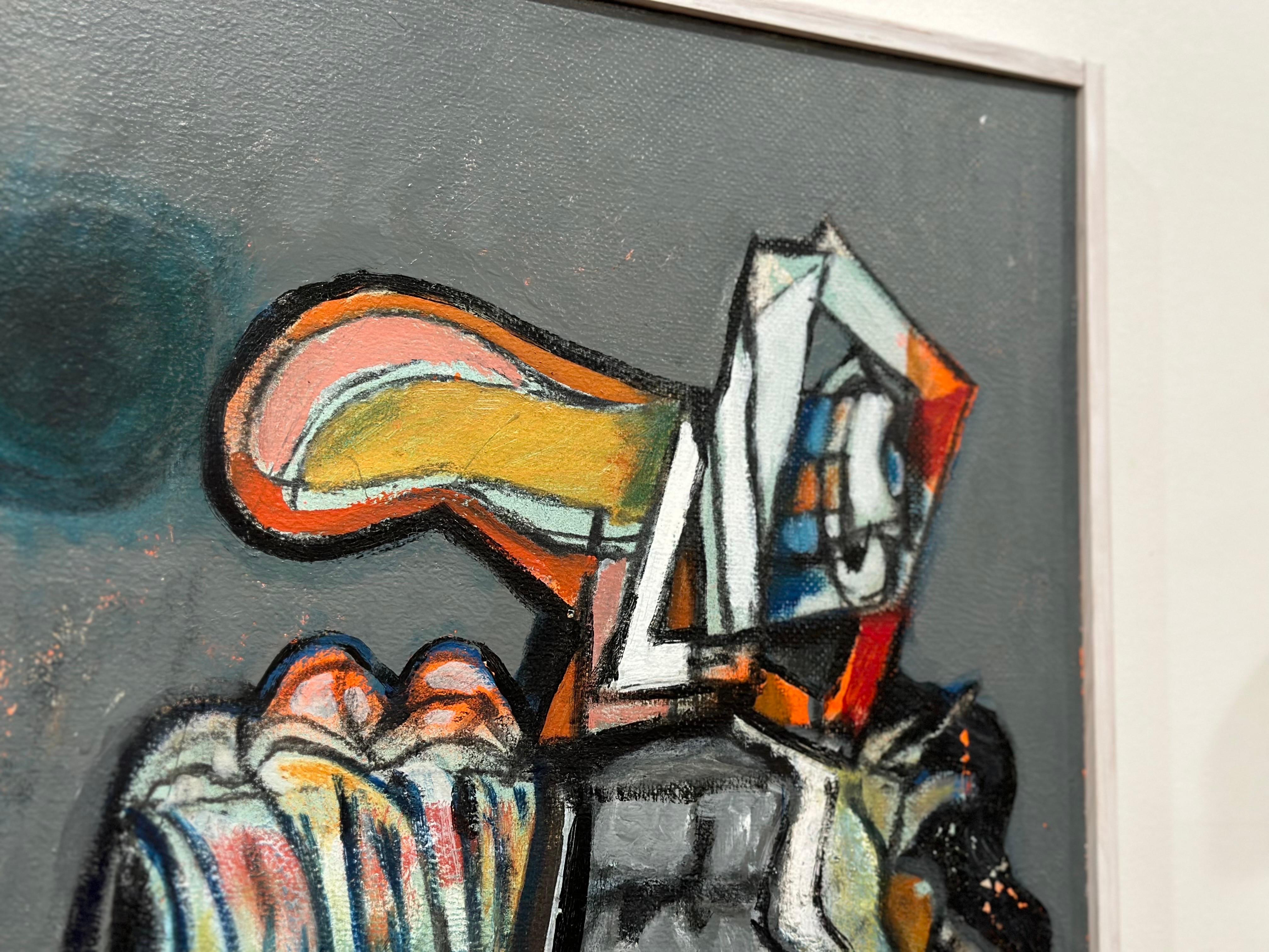 Jack Hammack Original – Neo-expressionistisches Ölgemälde auf Karton – Abstraktes Gemälde (Moderne) im Angebot