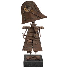 Retro Jack Hanson Brutalist Metal Sculpture of Napoleon