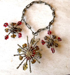 Jack Hoag Brutal California Bronze Drip on Metal Chain Necklace and Glass Chunks