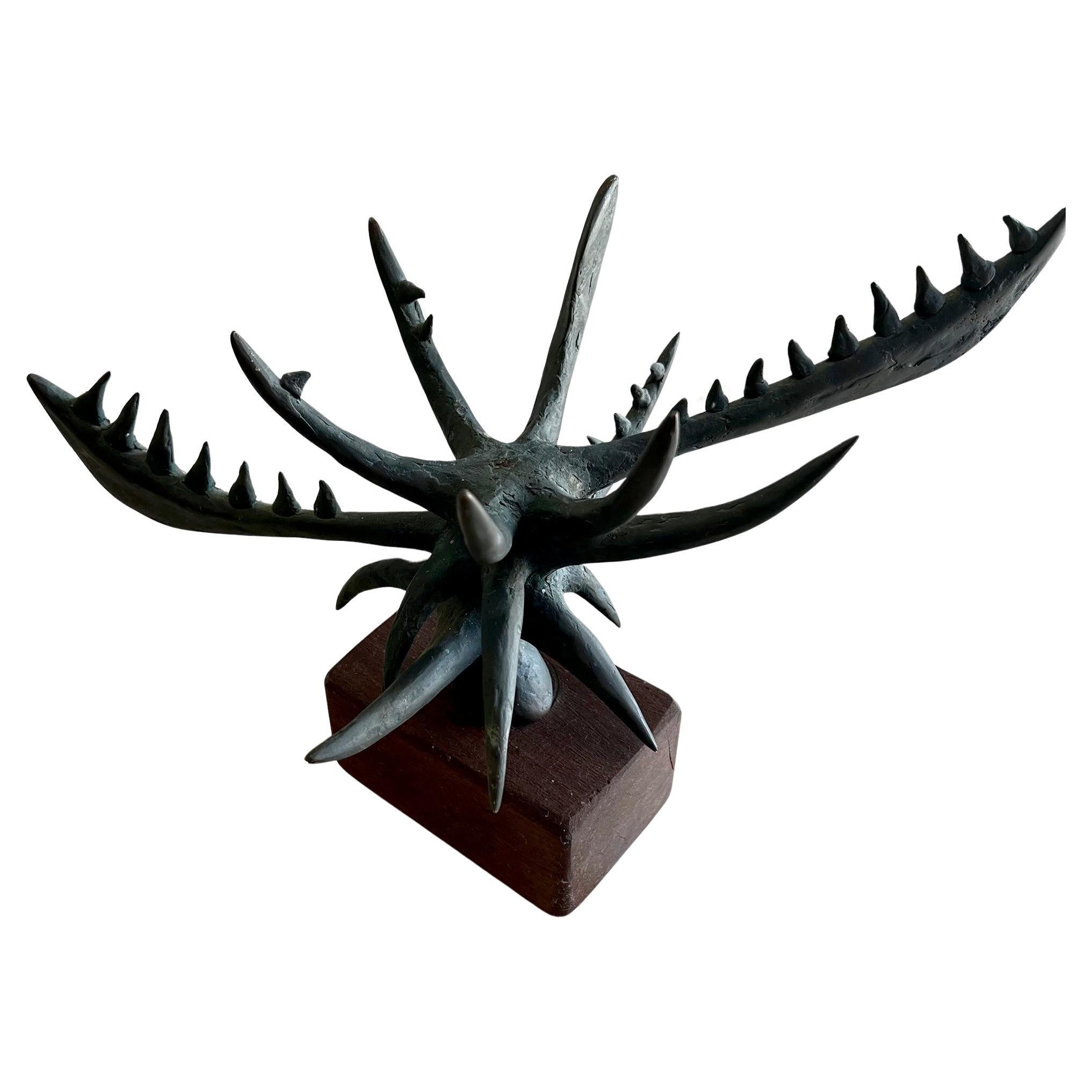 Abstract modernist bronze sculpture created by Jack Hoag of Orinda, California.  Sculpture measures 9