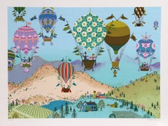 Globos de primavera, serigrafía de arte popular de Jack Hofflander