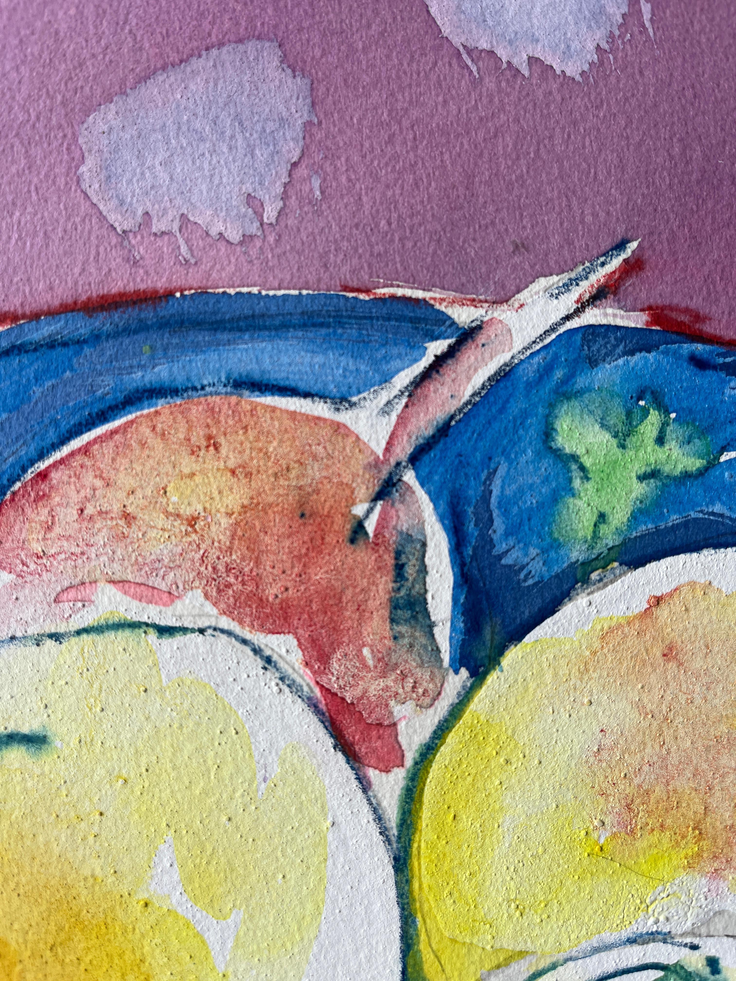 « Apples in Blue Bowl » de Jack Hooper, 1990, peinture au pastel et à la gouache en vente 6