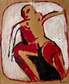 "Nude in Bubble" 1960s Paint & Pastel Nude American Modernist Jack Hooper