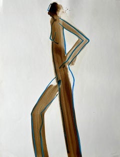 „Akt mit Türkis 7“ 1984 Figur Gouache und Pastell Amerikanischer Modernist Jack H
