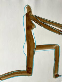 "Nude with Turquoise 8" 1984 Figure Gouache and Pastel American Modernist
