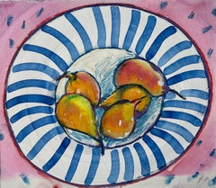 Vintage "Pears in Striped Bowl" Painting & Pastel Still Life Jack Hooper