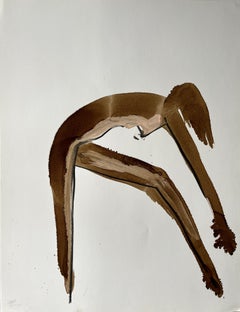 Retro "Side Stretch Nude" 1984 Figure Gouache and Pastel American Modernist