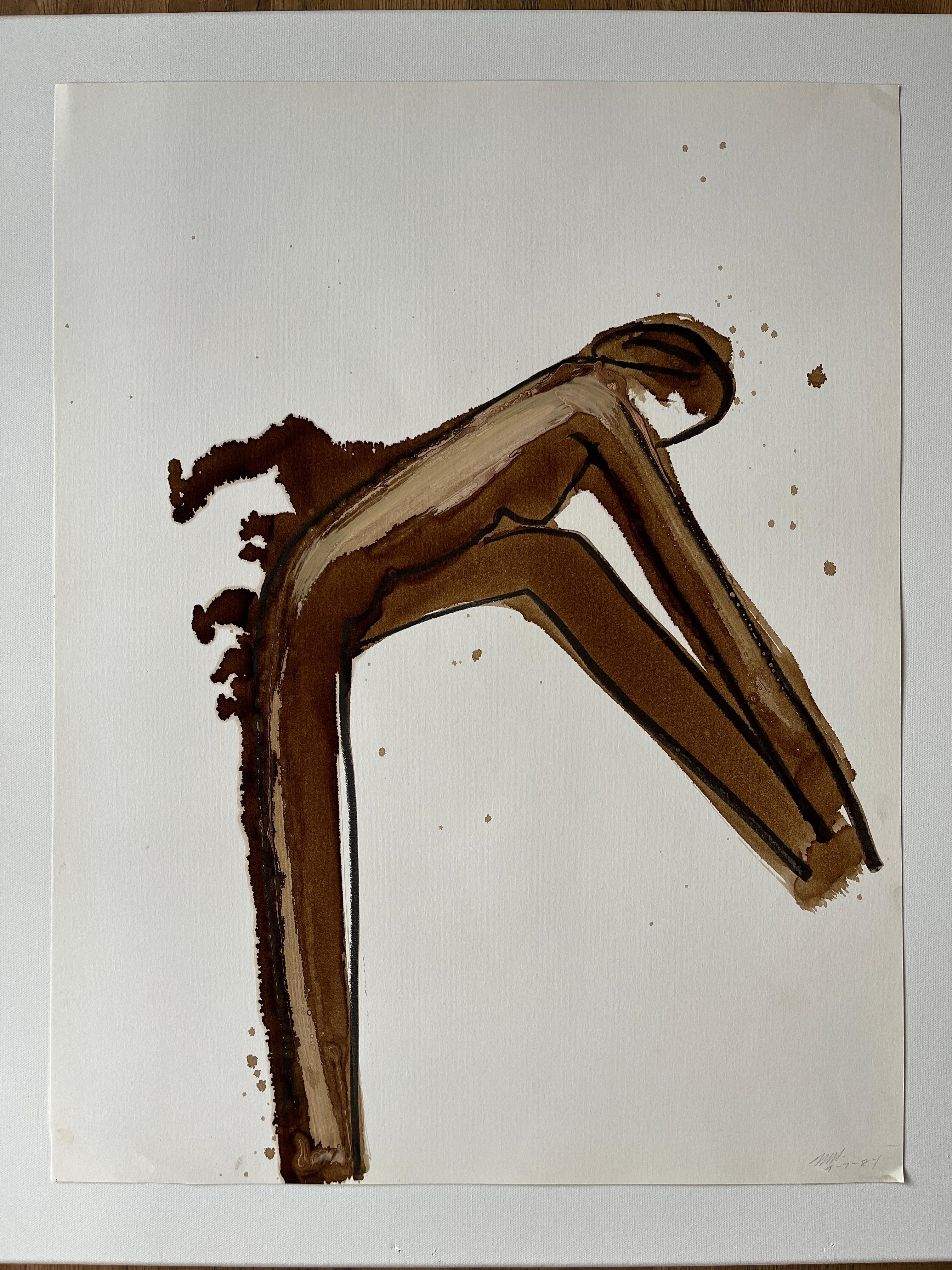 „Side Stretch Nude 2“ 1984 Figur Gouache und pastellfarbener amerikanischer Modernist – Painting von Jack Hooper