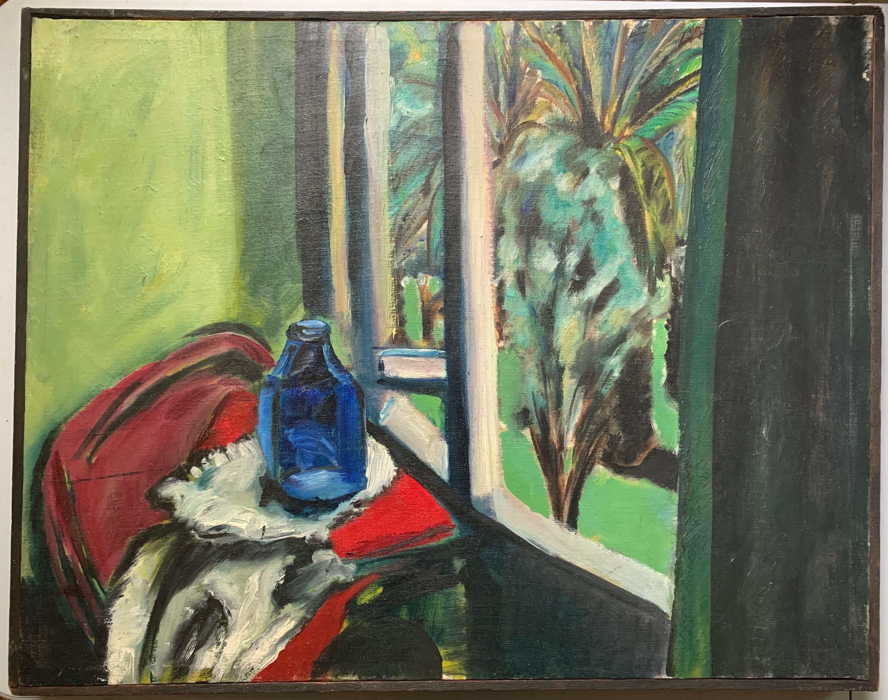 1950s "View from the Window" Jack Hooper Mid Century Still Life oil Painting