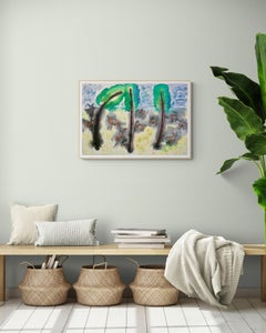 American Modern Artist Jack Hooper "Trees and Bulls" Abstract Landscape Painting