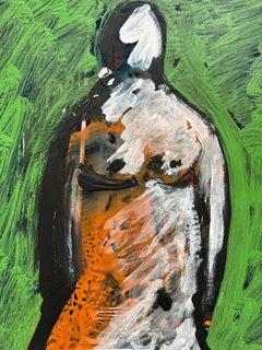 "Green Nude 1" 1980s Modernist Jack Hooper Female Nude Painting