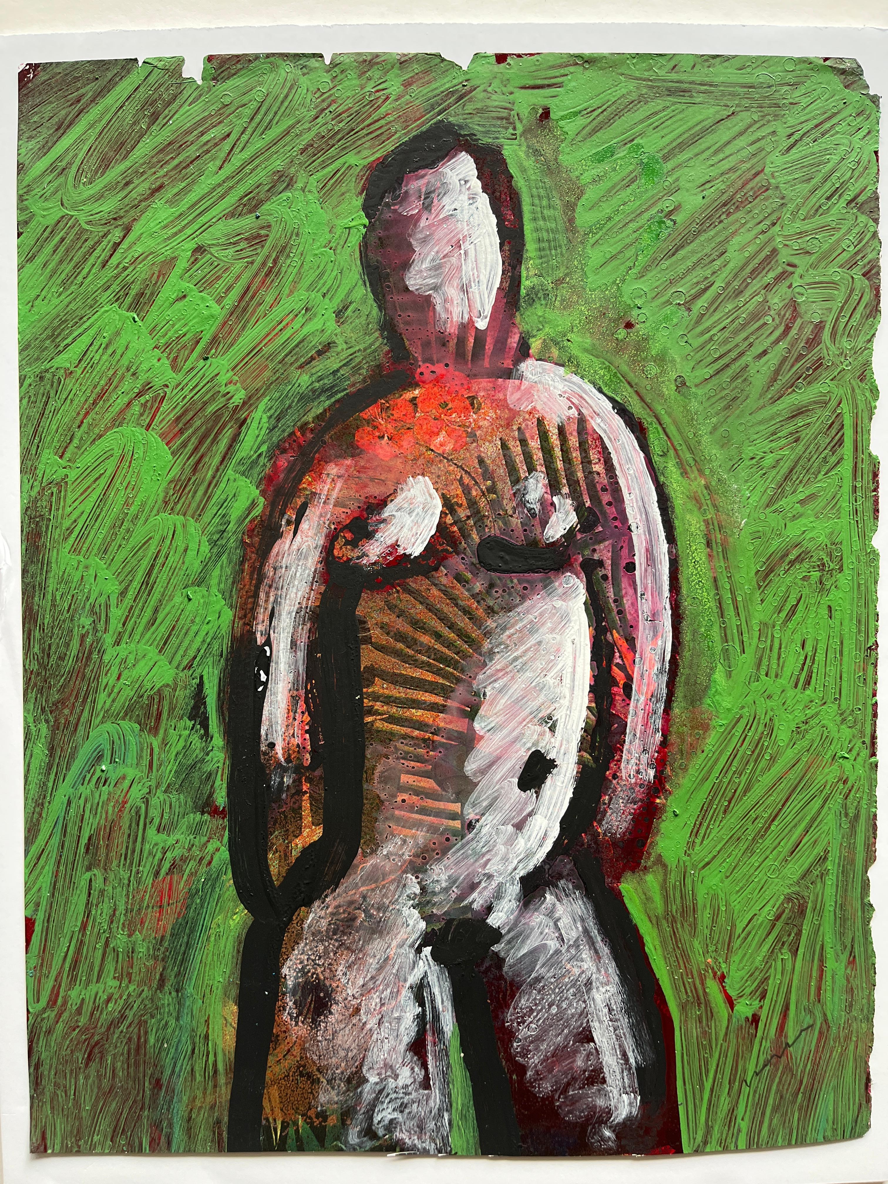 Peinture moderniste Jack Hooper nue féminine « Green Nude 2 » des années 1980 en vente 1