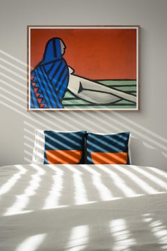 "Rosa con veste blu" Pittura figurativa modernista americana