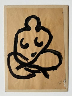 "Simple Nude" Black Line Painting American Modernist Jack Hooper
