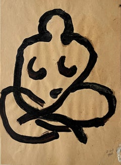 "Simple Nude" Black Line Painting American Modernist Jack Hooper