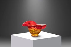 Jack in the Pulpit Style Mid Century Hobnail Amberina Glass Pitcher Vase