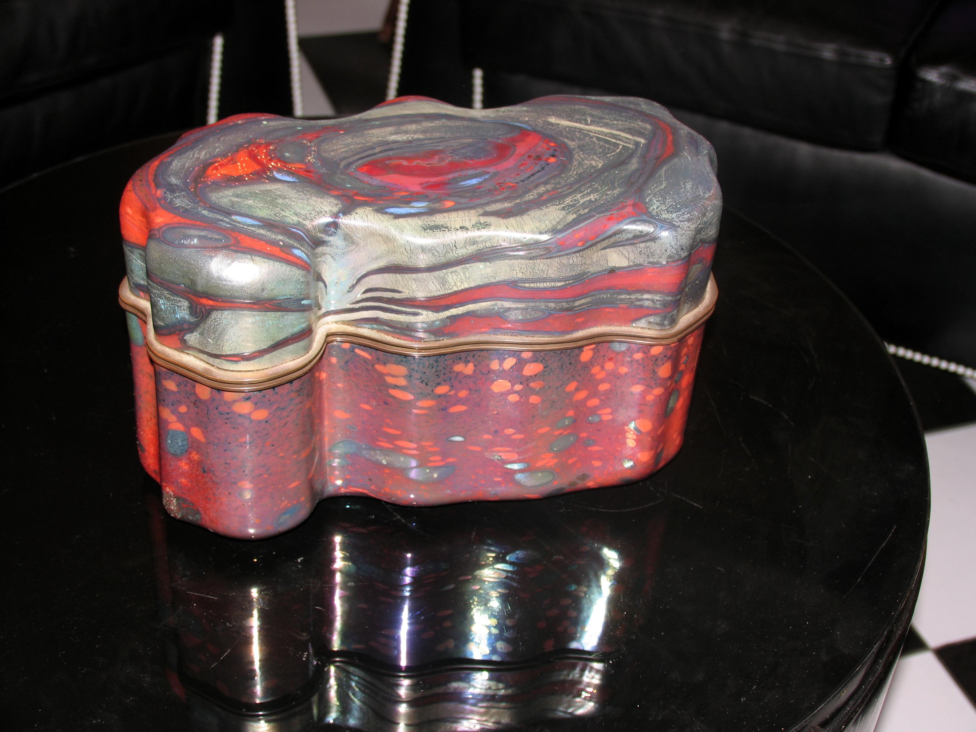 Jack Ink – Large Studio Glass Lidded Box Signed 