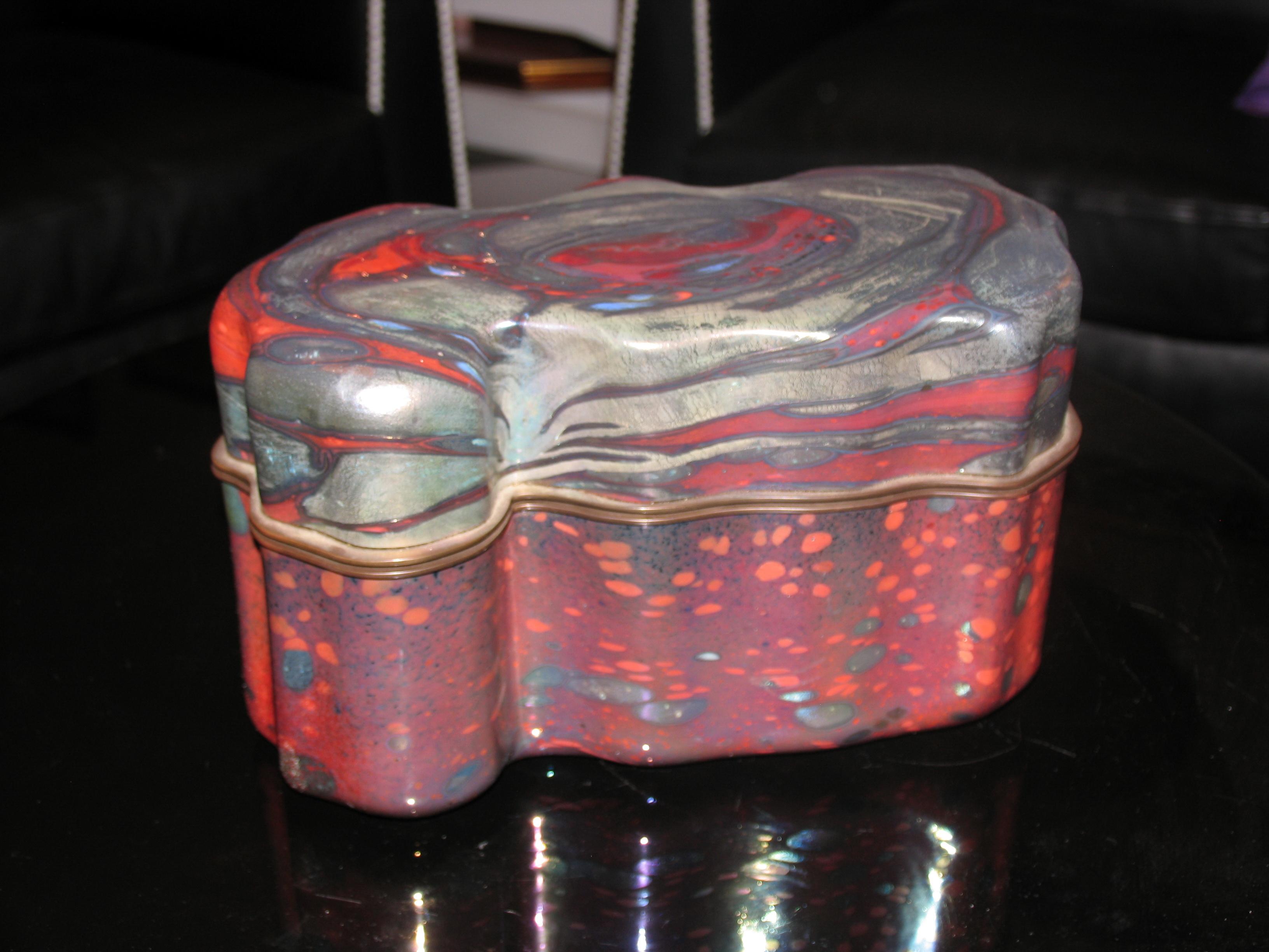 Jack Ink – Large Studio Glass Lidded Box Signed 