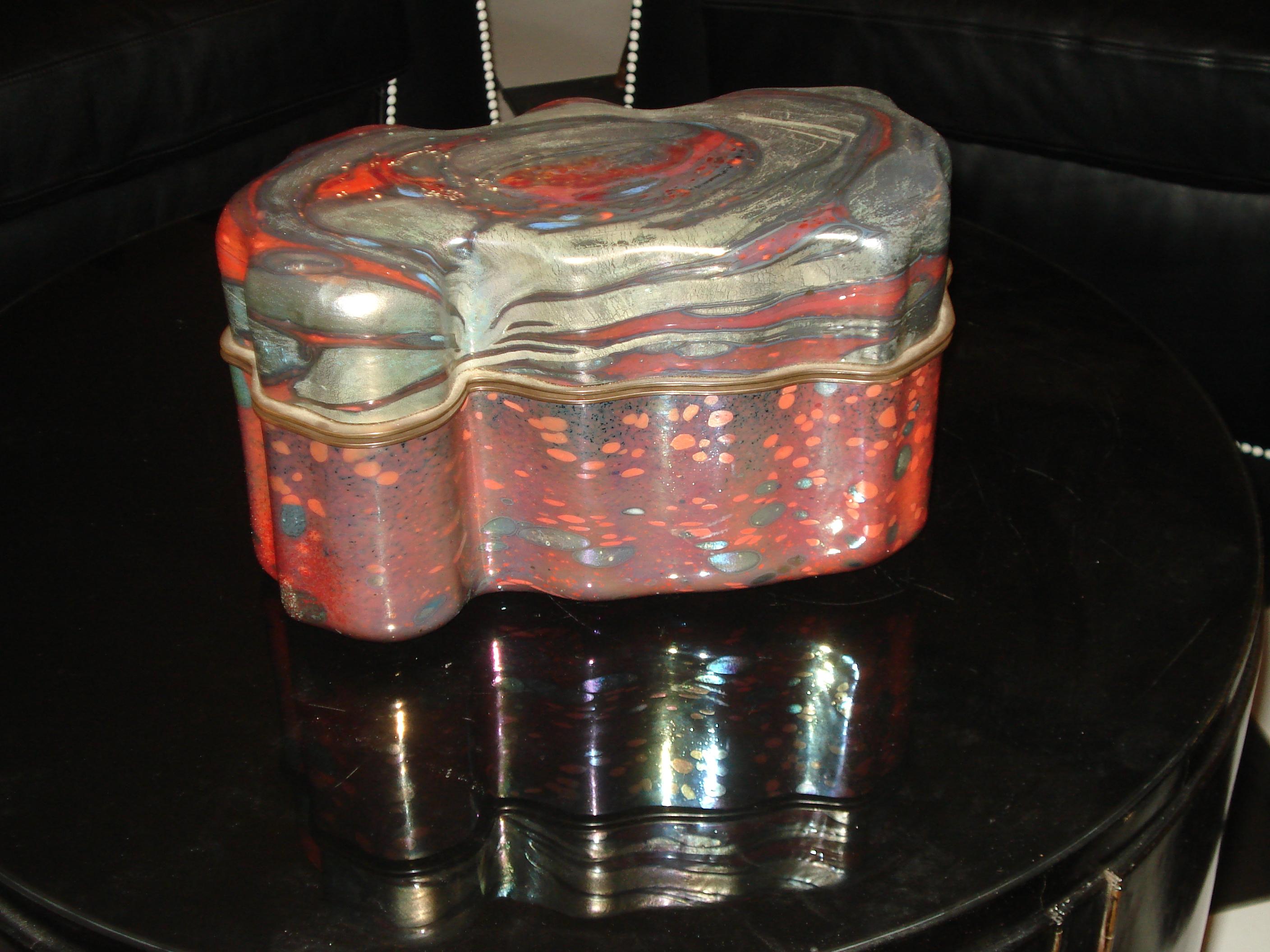 Modern Jack Ink – Large Studio Glass Lidded Box Signed 