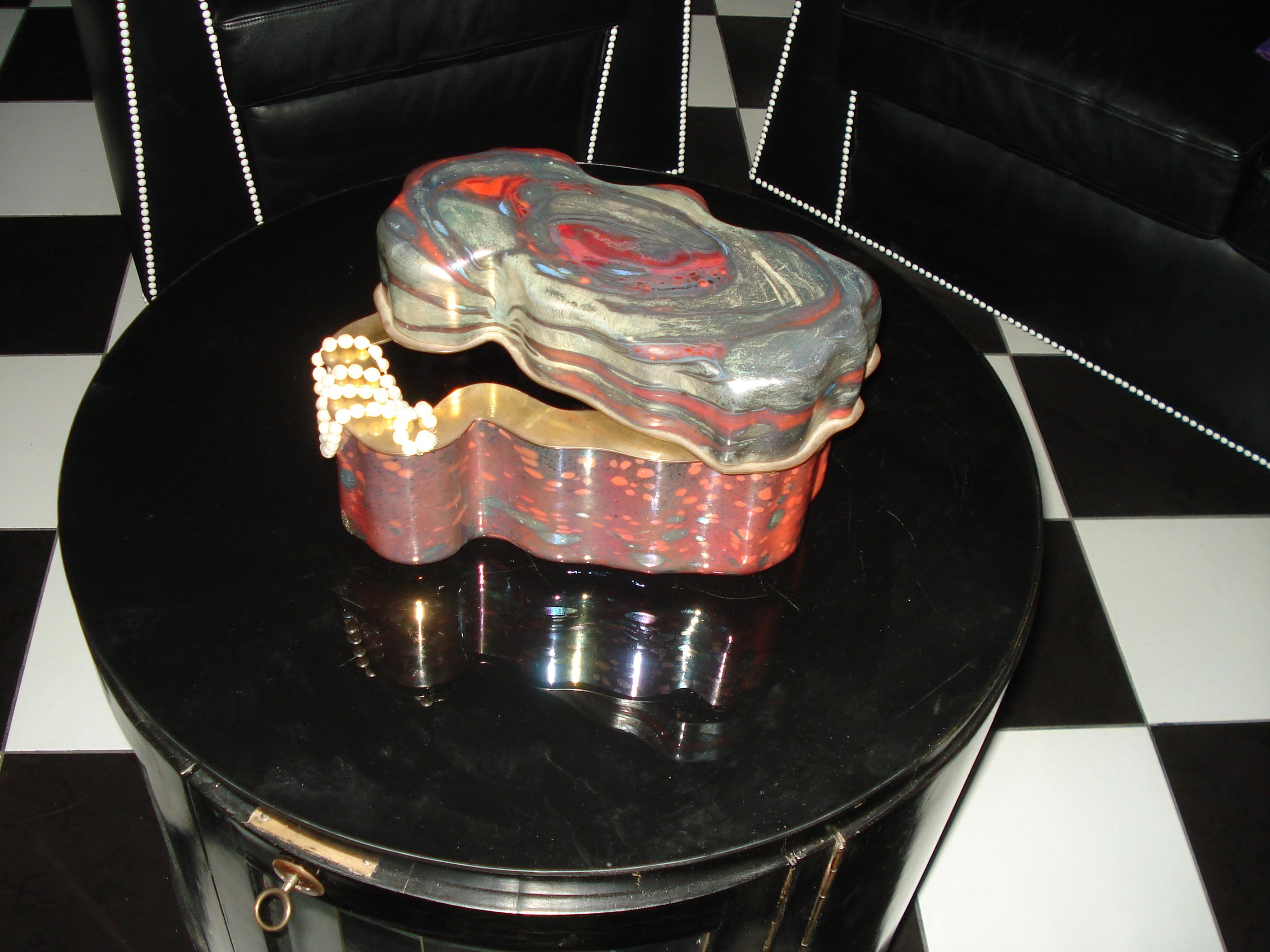 Jack Ink – Large Studio Glass Lidded Box Signed 