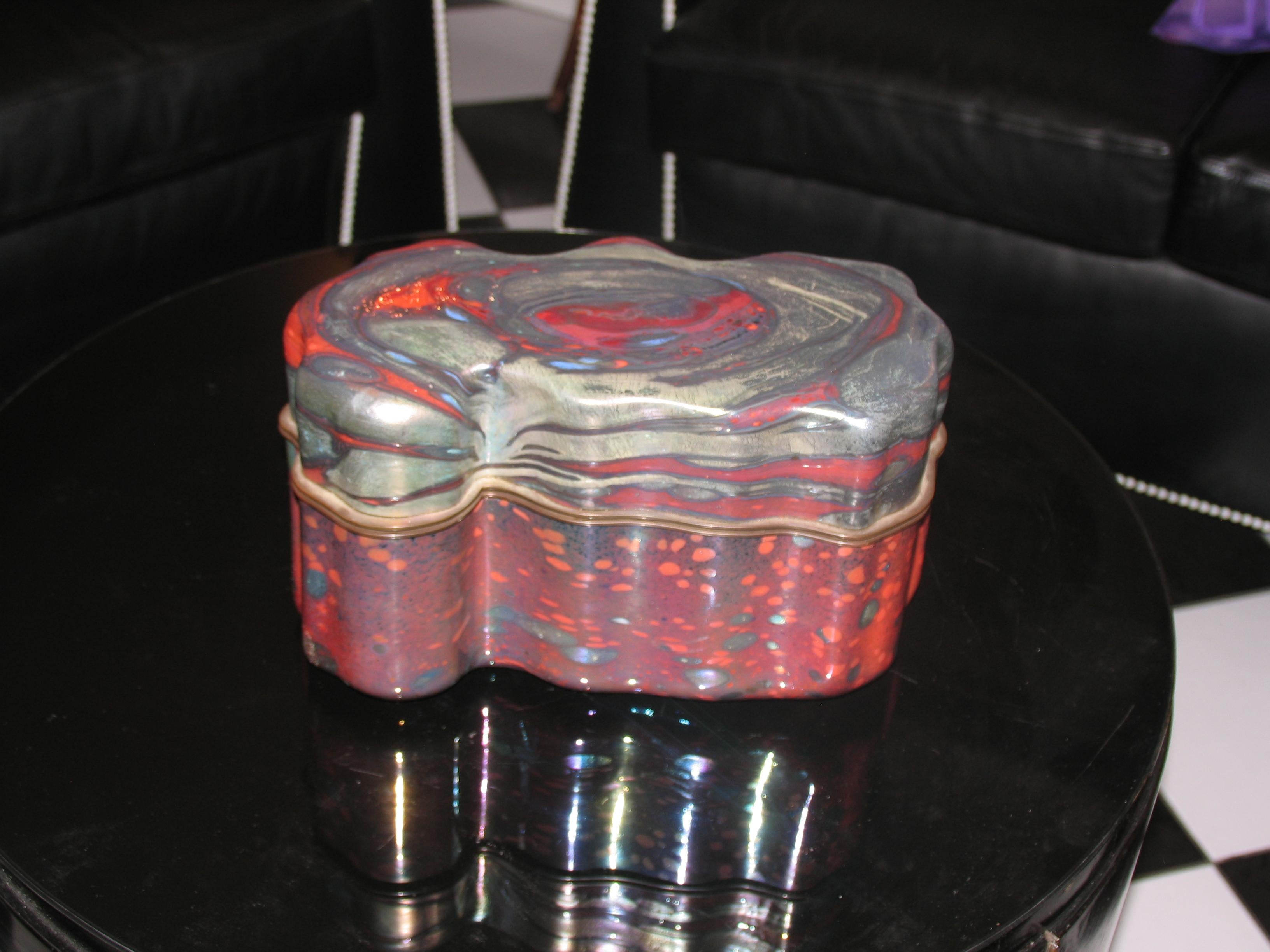 Jack Ink – Large Studio Glass Lidded Box Signed 