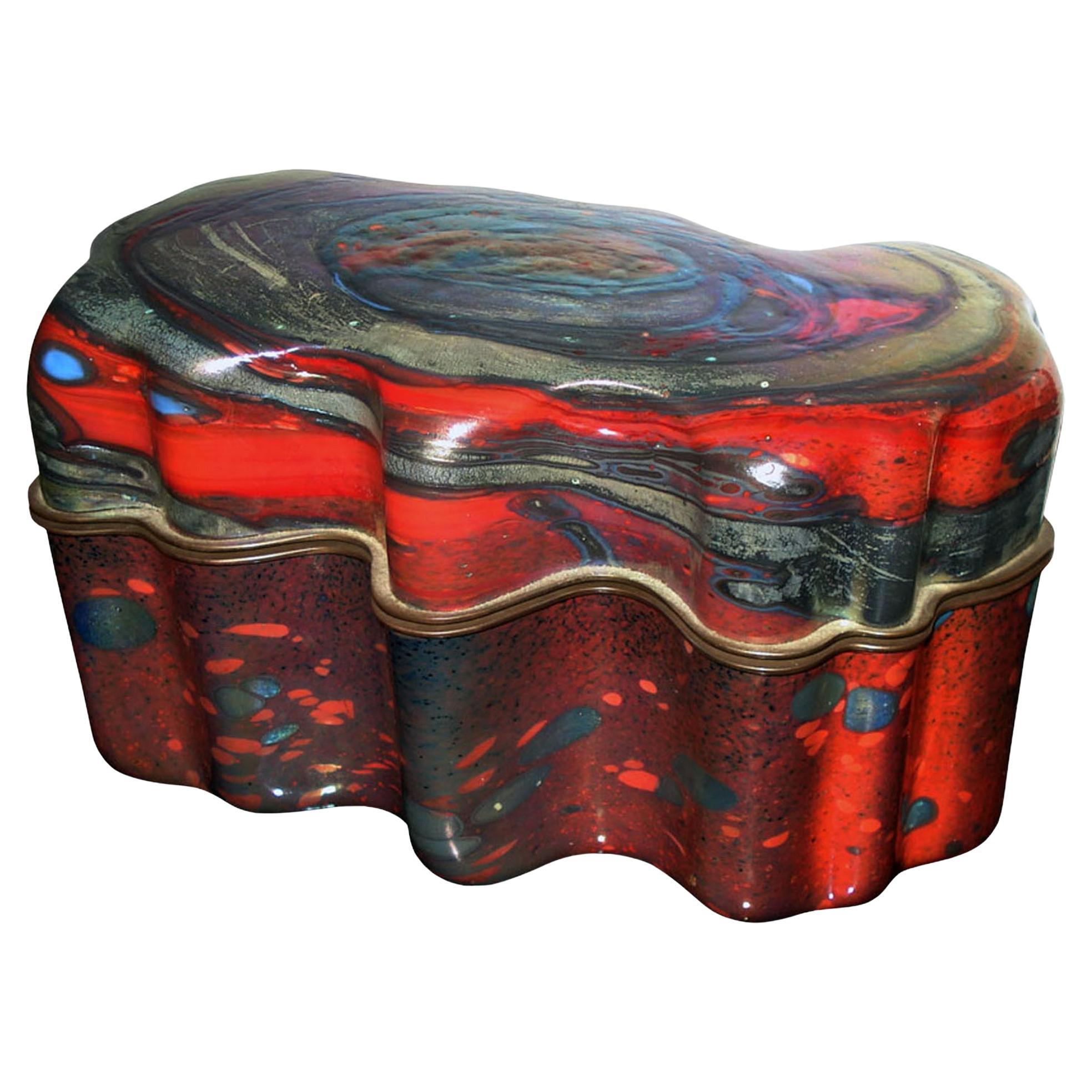 Jack Ink – Large Studio Glass Lidded Box Signed "Jack Ink A 2028" For Sale