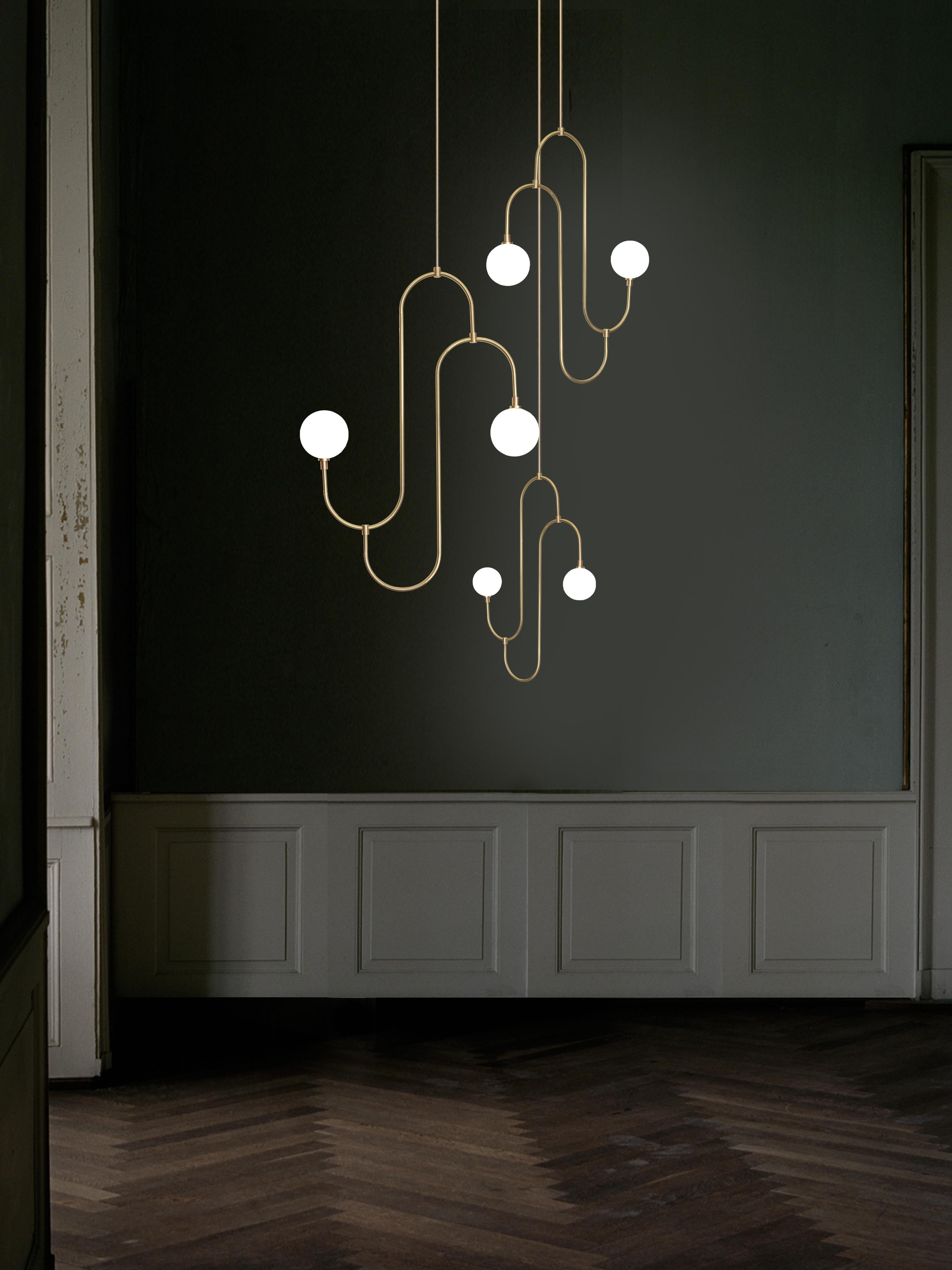 Moderno Ciondolo Jack & Jill 3 pezzi 'Orbita in ottone e cristallo con LED G12' in vendita