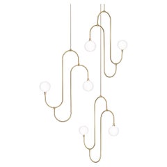 Jack & Jill Pendant 3-Piece 'Brass and Crystal Glass Orb with G12 LED'