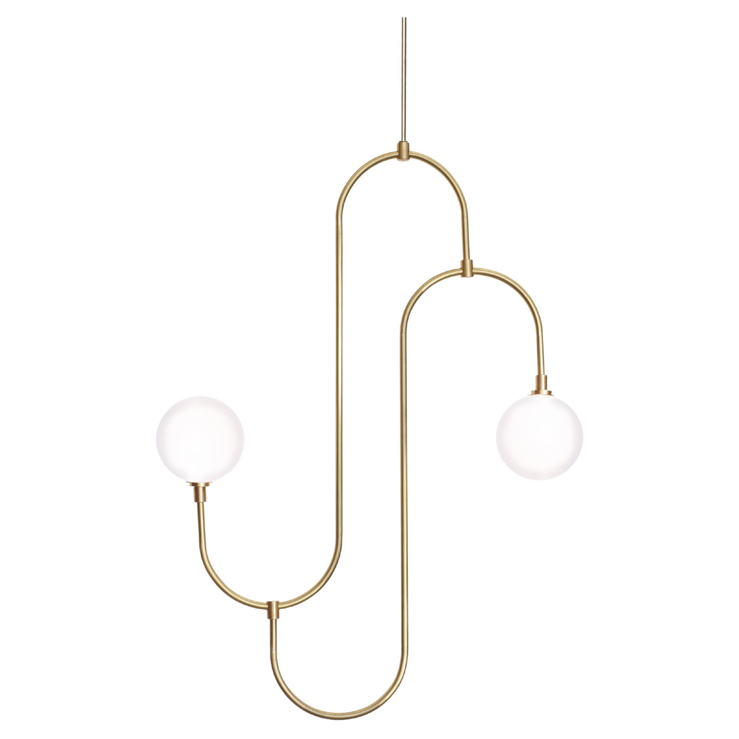Jack & Jill Pendant Large 'Brass and Crystal Glass Orb with G12 LED' For Sale