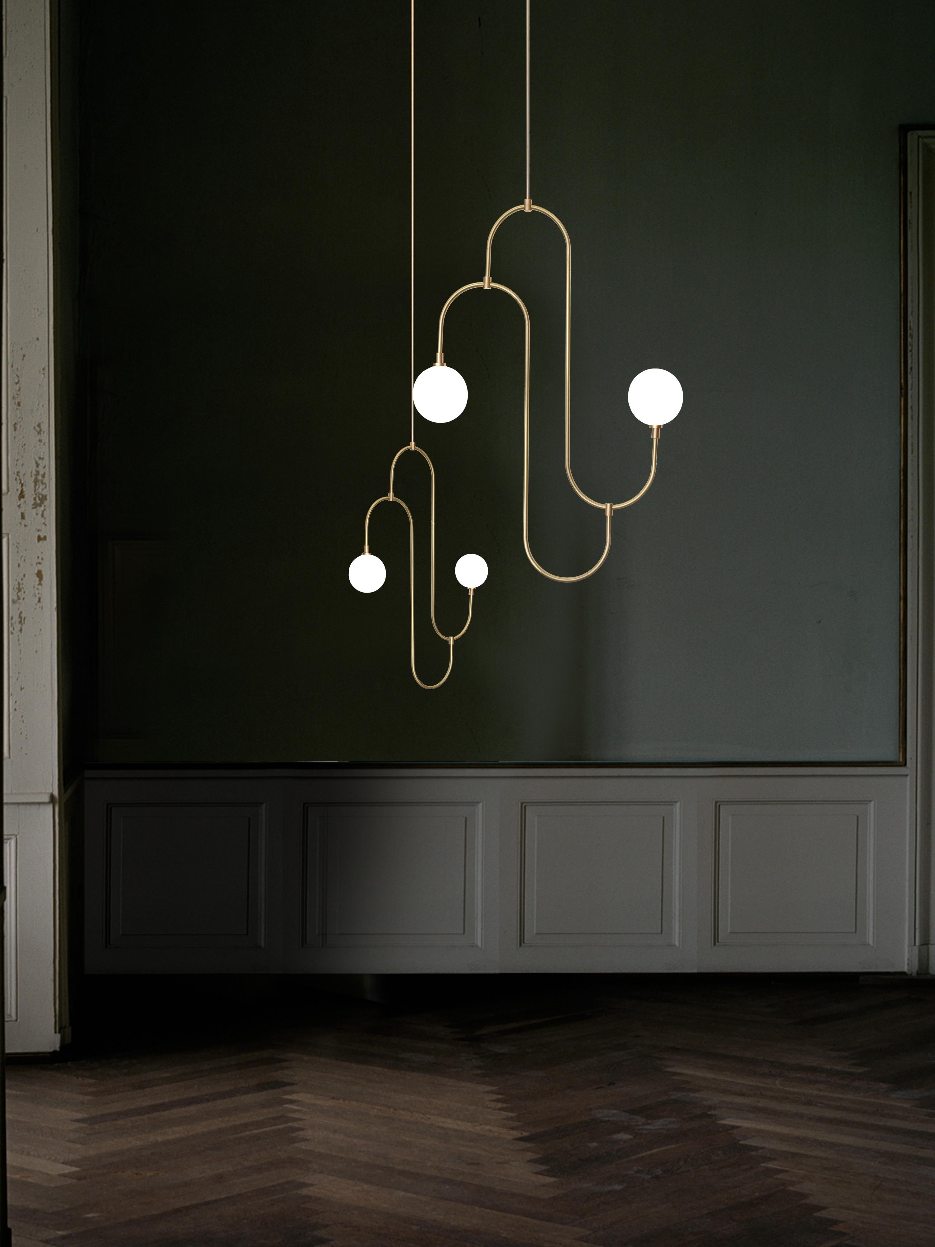 Moderno Ciondolo Jack & Jill medio 'Orbita in ottone e cristallo con G12 LED' in vendita