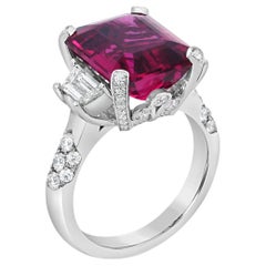 Jack Kelége 6.65 ct. Rubellite tourmaline and diamond ring set in platinum