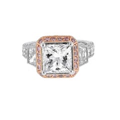 Jack Kelége Heritage 3 Carat Princess Cut and Pink Diamond Engagement Ring