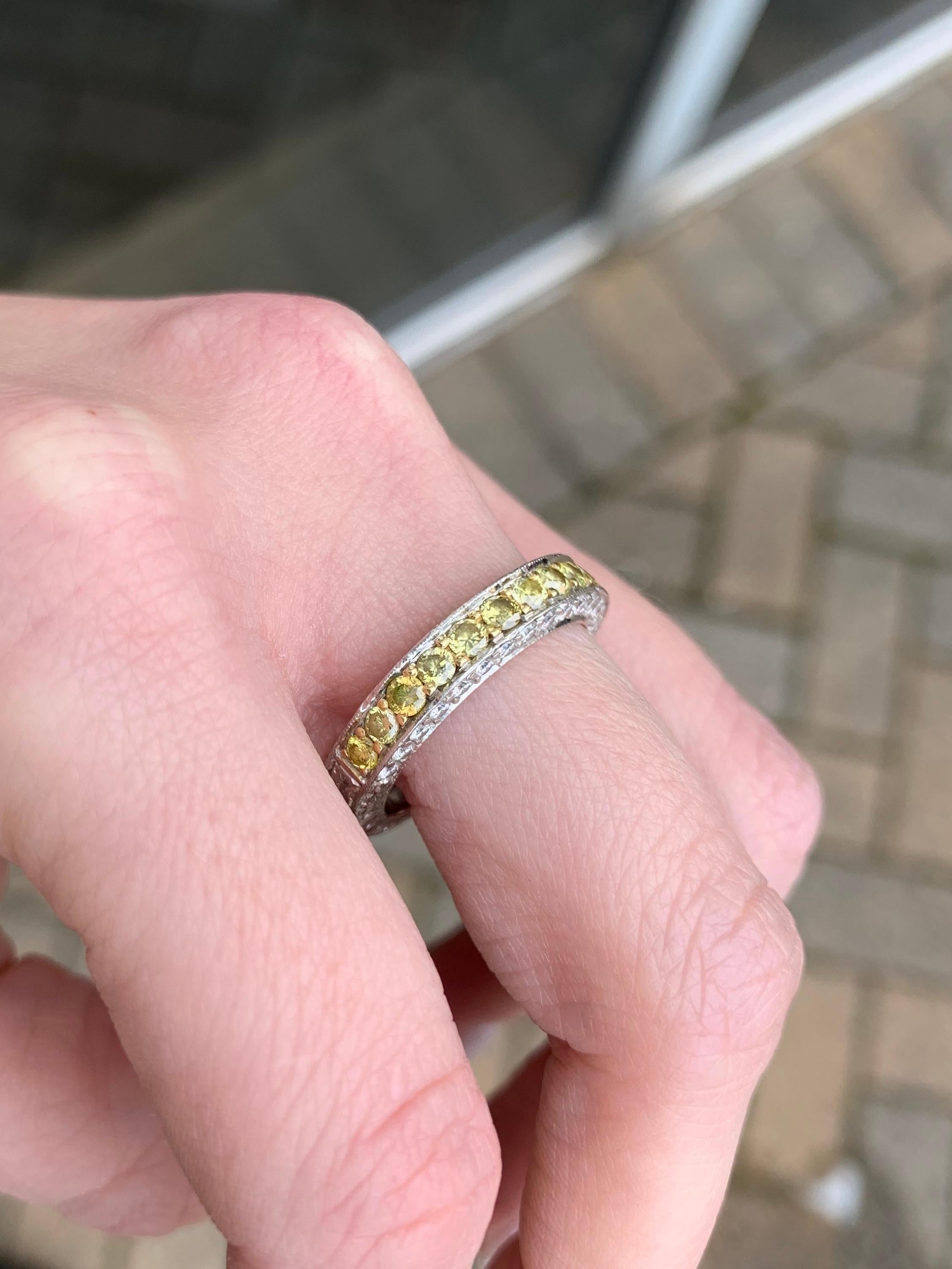 Jack Kelége Platinum White and Yellow Diamond Band For Sale 8