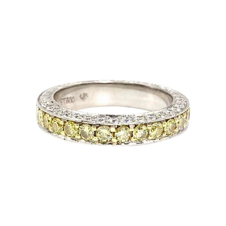 Jack Kelége Platinum White and Yellow Diamond Band For Sale