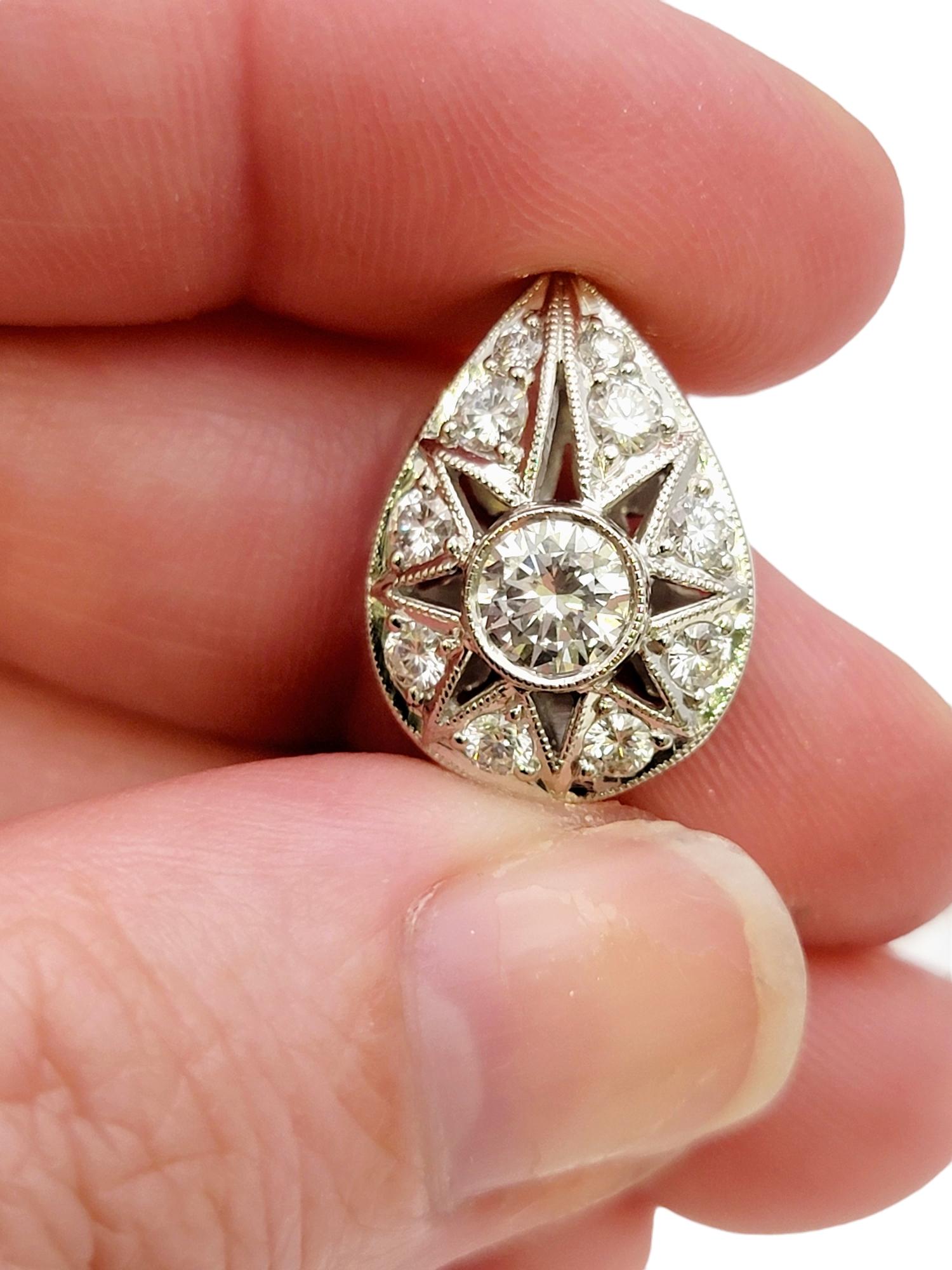 Jack Kelege Teardrop Shaped Diamond Starburst Design Platinum Enhancer Pendant For Sale 3