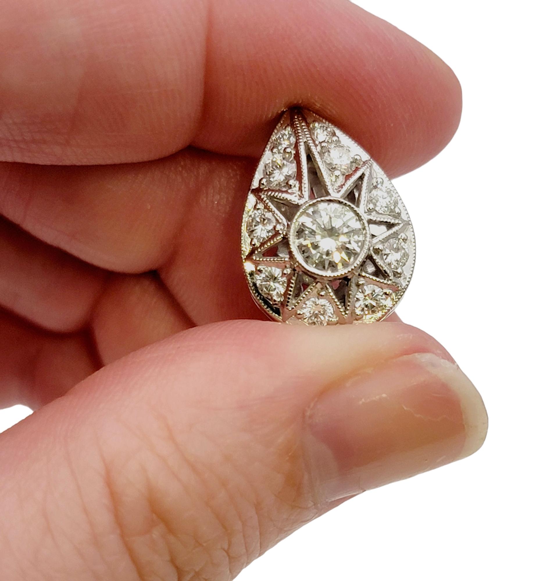 Jack Kelege Teardrop Shaped Diamond Starburst Design Platinum Enhancer Pendant For Sale 4
