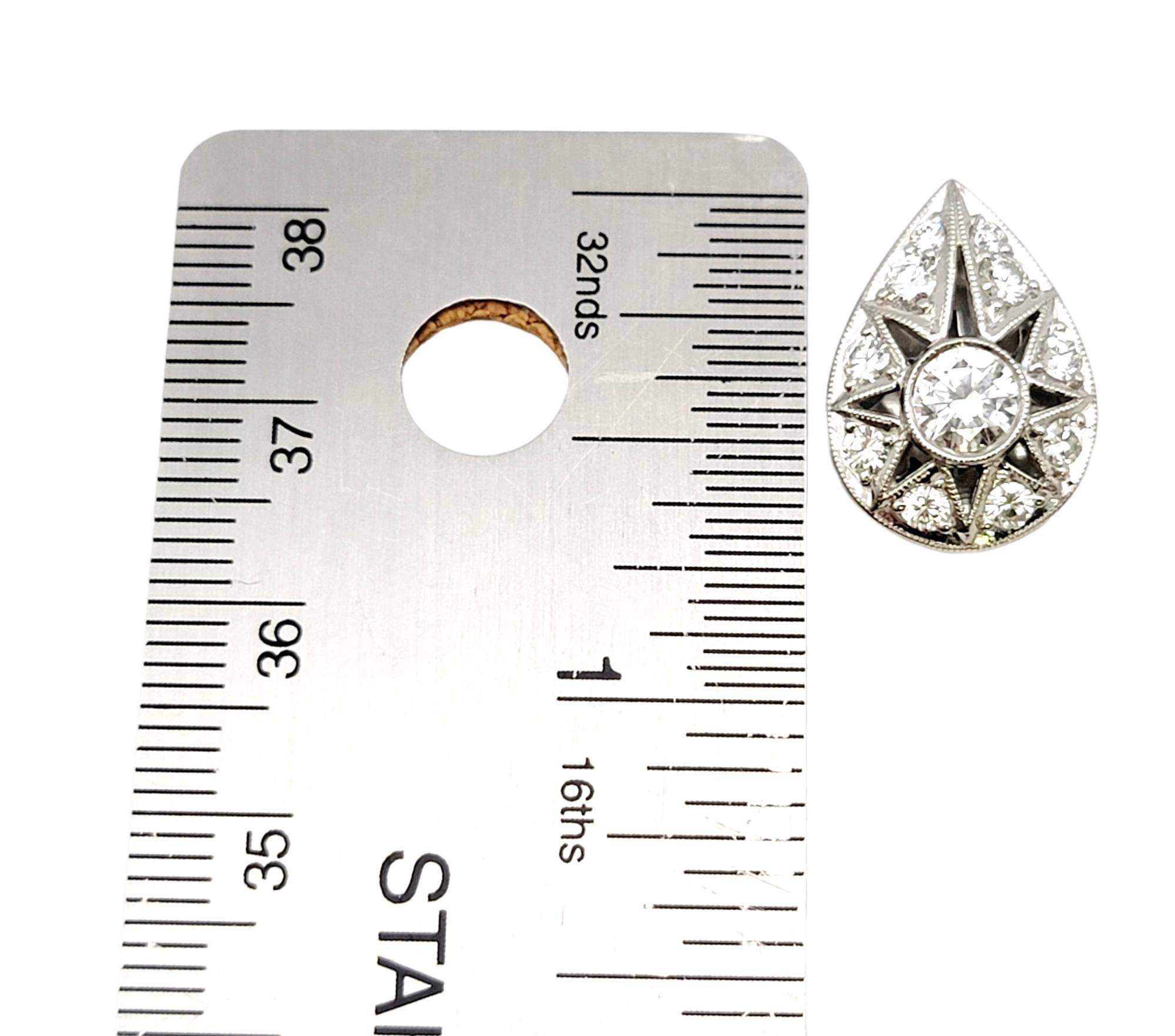 Jack Kelege Teardrop Shaped Diamond Starburst Design Platinum Enhancer Pendant For Sale 5