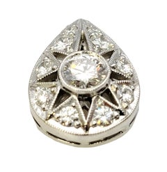 Jack Kelege Teardrop Shaped Diamond Starburst Design Platinum Enhancer Pendant
