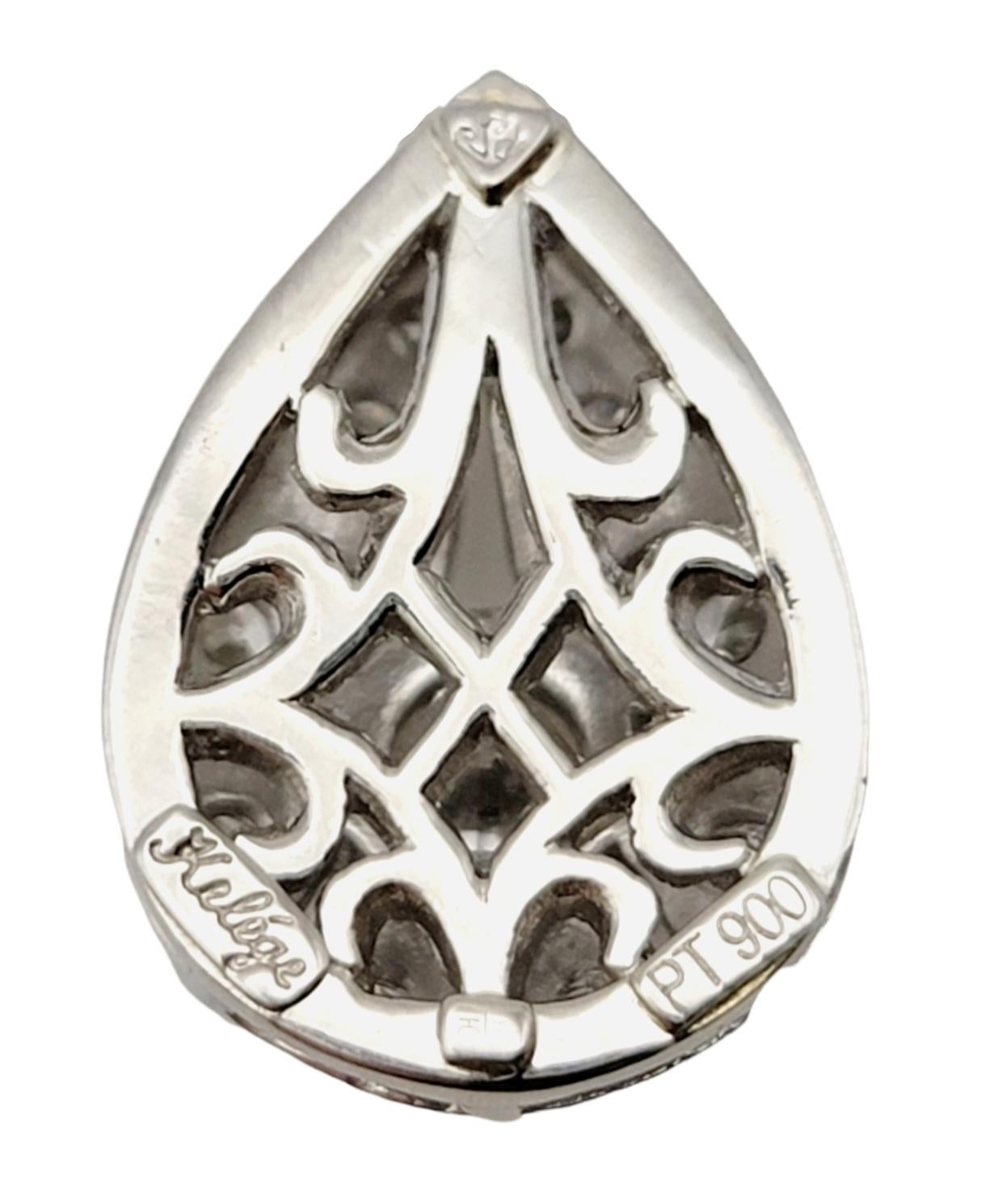 Jack Kelege Teardrop Shaped Diamond Starburst Design Platinum Enhancer Pendant In Good Condition For Sale In Scottsdale, AZ