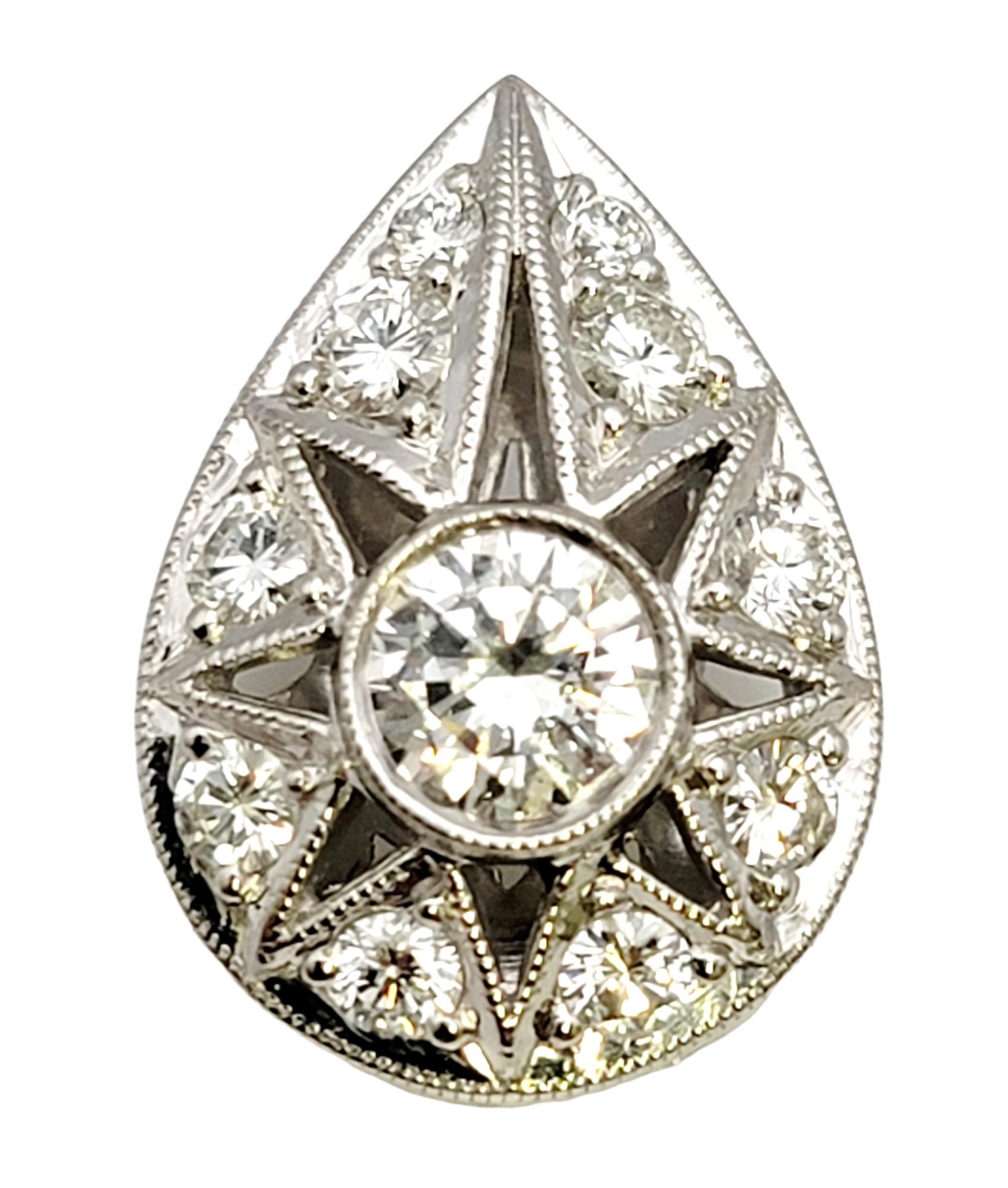 Jack Kelege Teardrop Shaped Diamond Starburst Design Platinum Enhancer Pendant For Sale 1
