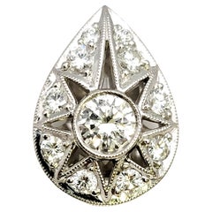 Jack Kelege Teardrop Shaped Diamond Starburst Design Platinum Enhancer Pendant