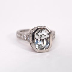 Jack Kelege White Sapphire and Diamond Bezel Pave Ring Platinum