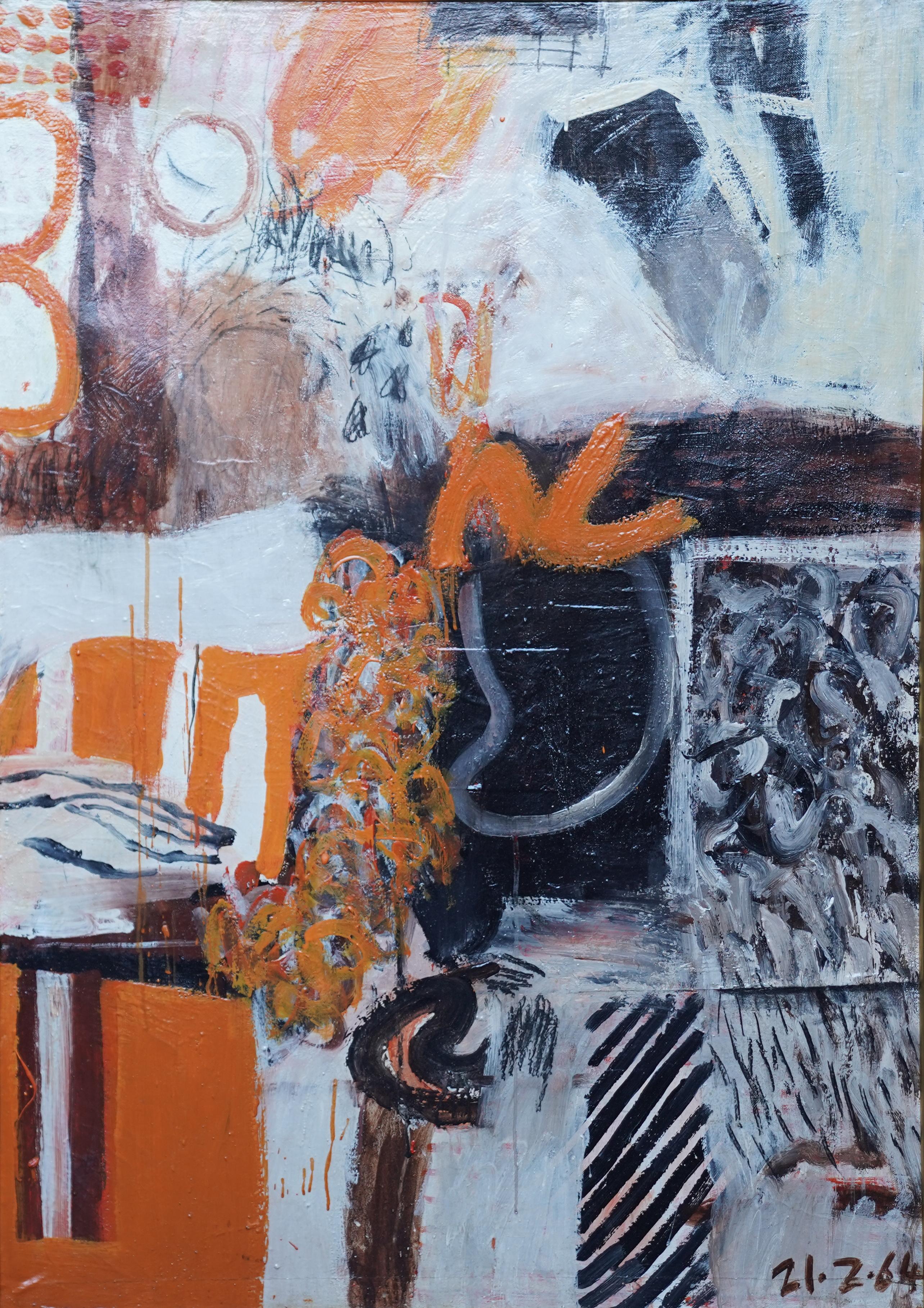 Abstraktes schottisches Ölgemälde des Abstrakten Expressionismus, ausgestellt 1965  im Angebot 10