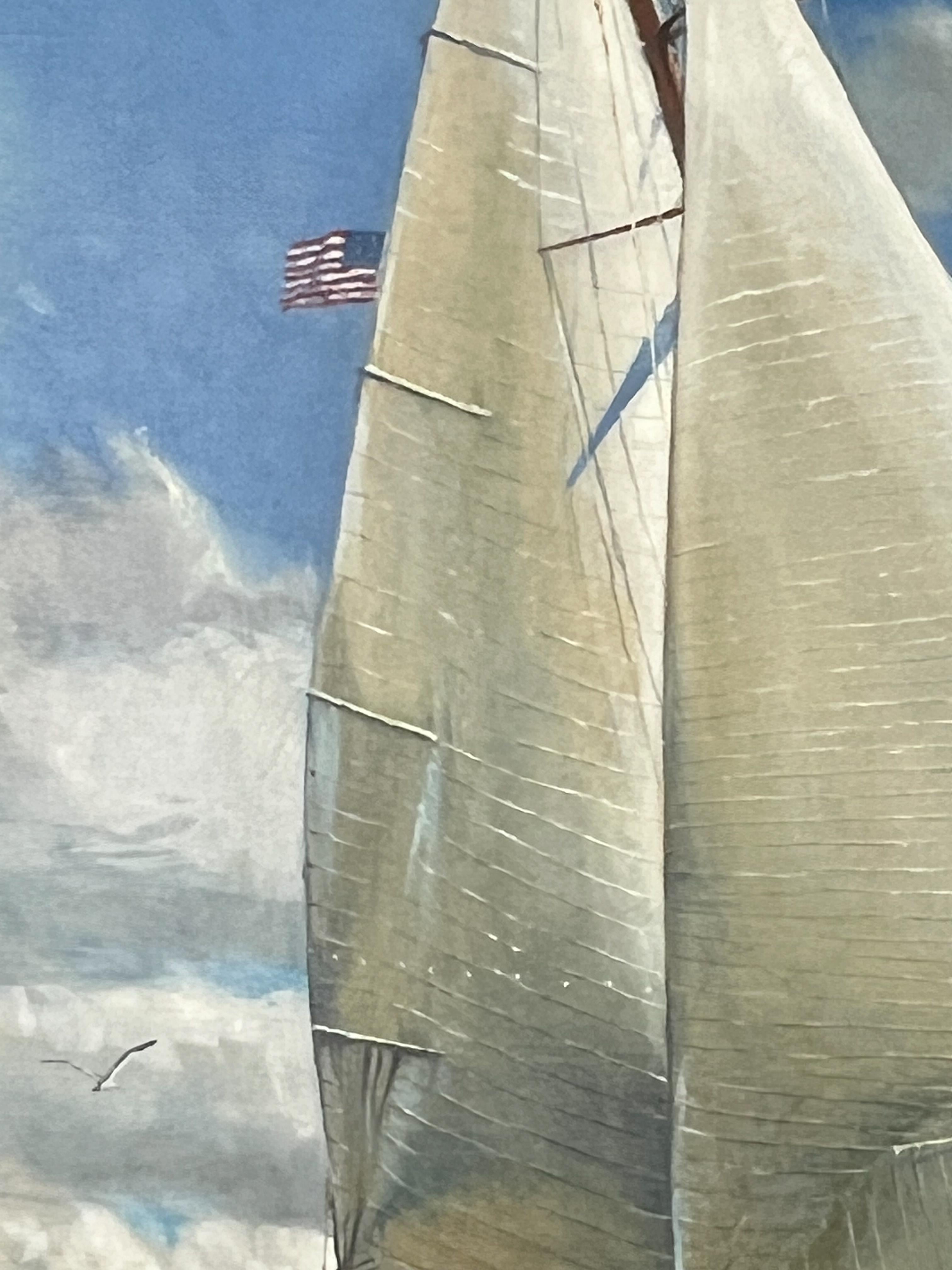 Brezza di mare Off Shore Breeze.  Famoso artista di Marin.  Scena costiera con barca a vela. - Painting Realismo di Jack Lorimer Gray