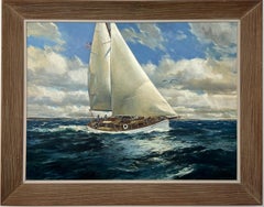 Brezza di mare Off Shore Breeze.  Famoso artista di Marin.  Scena costiera con barca a vela.