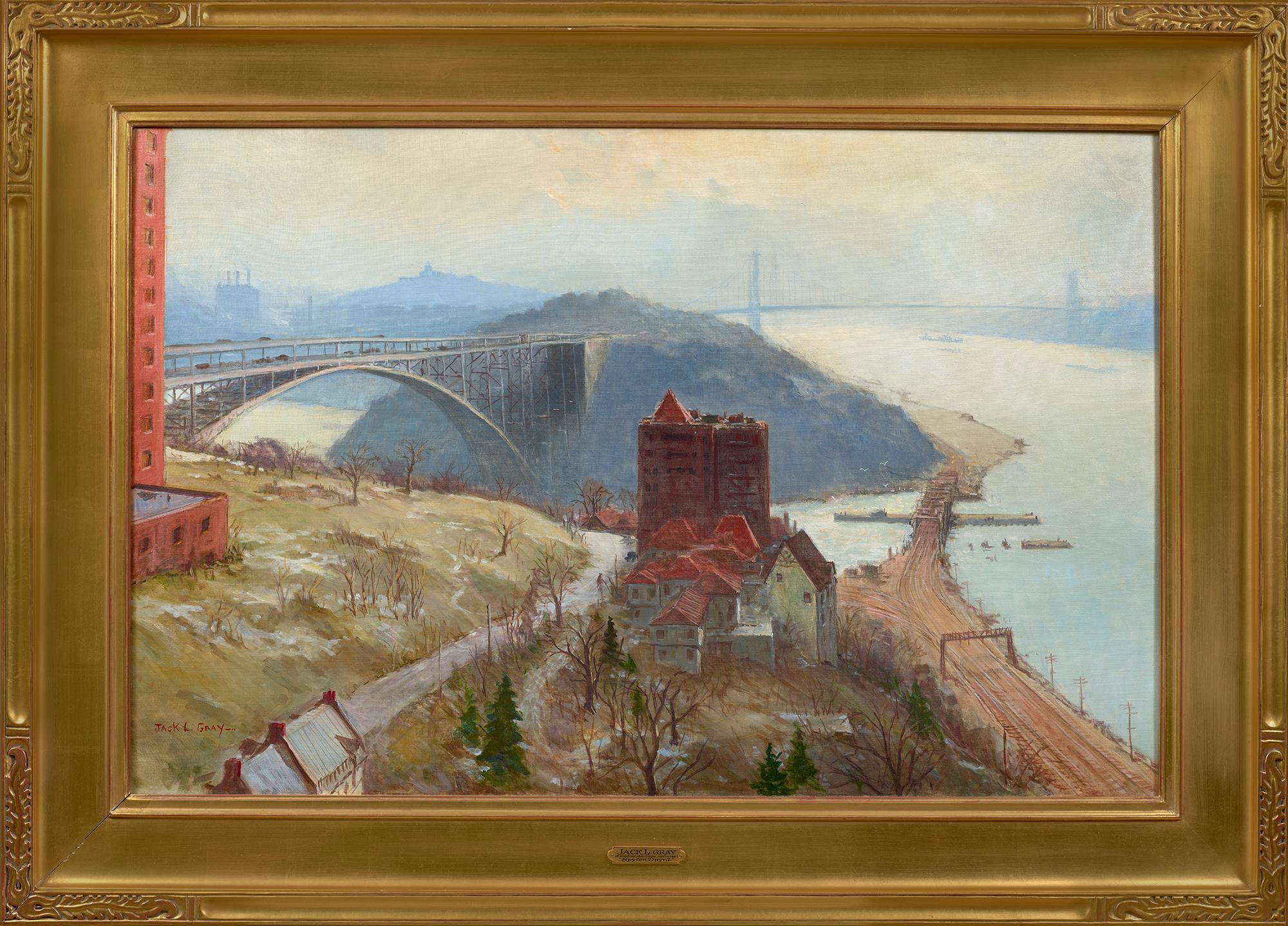 Spuyten Duyvil (Bridges on the Hudson) - Painting by Jack Lorimer Gray
